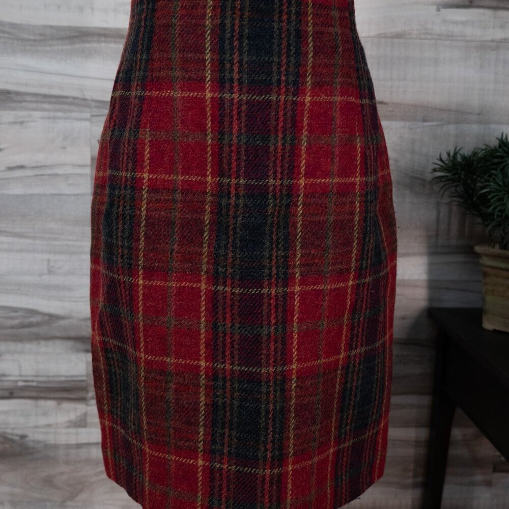 Jones New York Red Plaid Wool Skirt